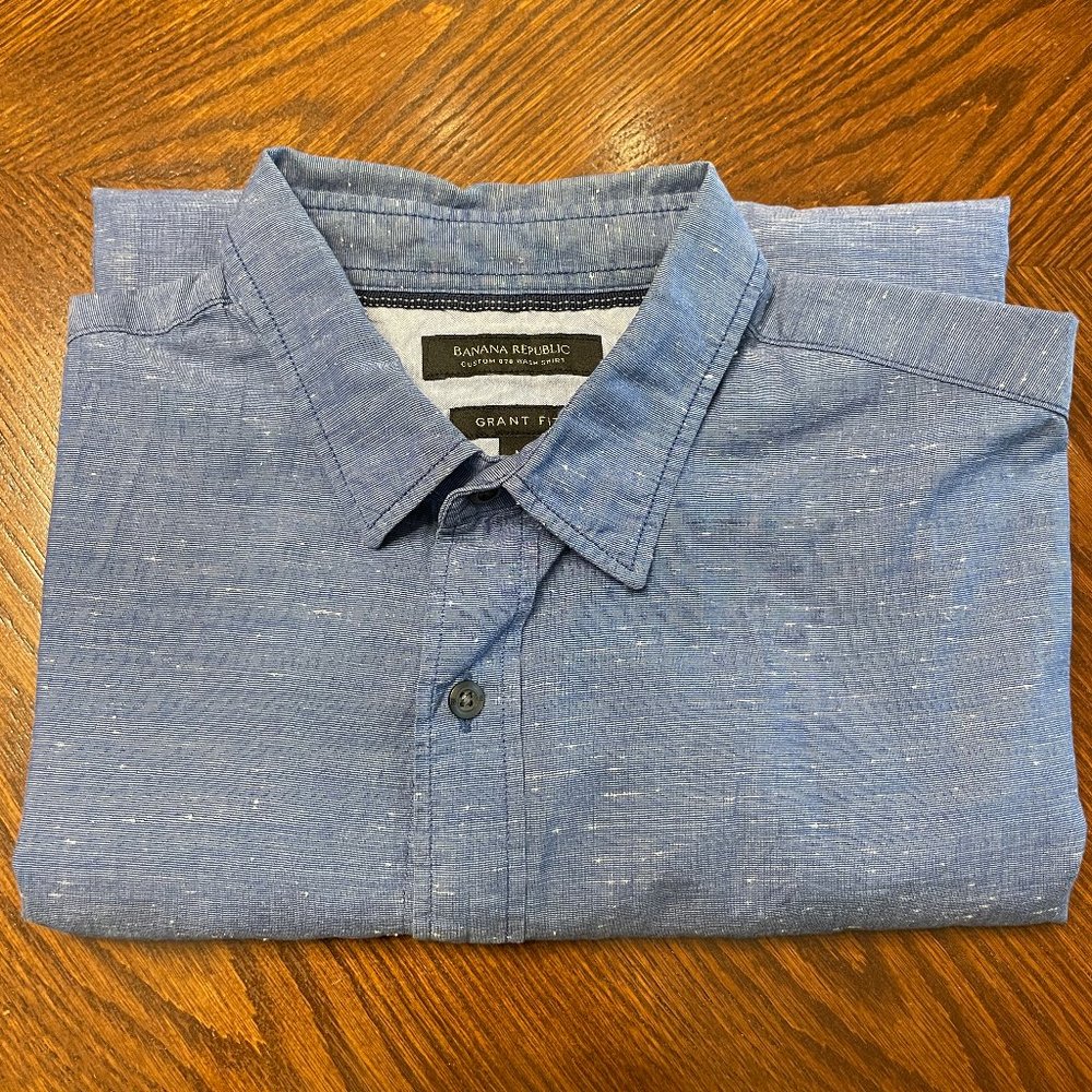 Banana Republic Grant Fit Blue Casual Button Shirt, Men's M, GUC
